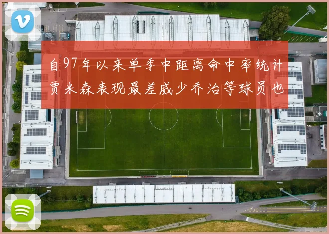 自97年以来单季中距离命中率统计贾米森表现最差威少乔治等球员也在榜上